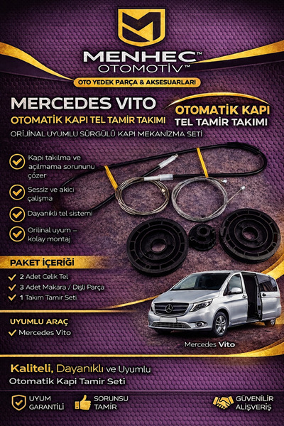 Menhec Otomotiv Mercedes Vito Otomatik Kapı Tel Tamir Takımı – Orijinal Uyuml...
