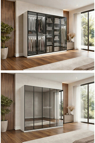 CANBAZ FURNİTURE Esla modüllü 5 cam kapaklı %100 MDF (KURULUM DAHİL)