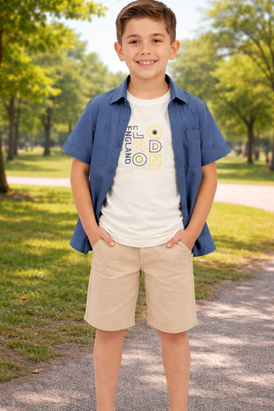 Yalçınoğlu Kids Πουκάμισο για αγόρια, μπλουζάκι, σορτς, σετ 3 τεμαχίων, κομψό...