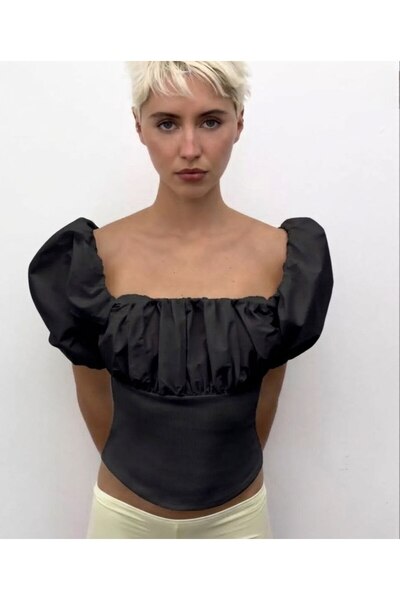 Noi Belis Square Neck Balloon Sleeve Woven Blouse Ss26Bz0139