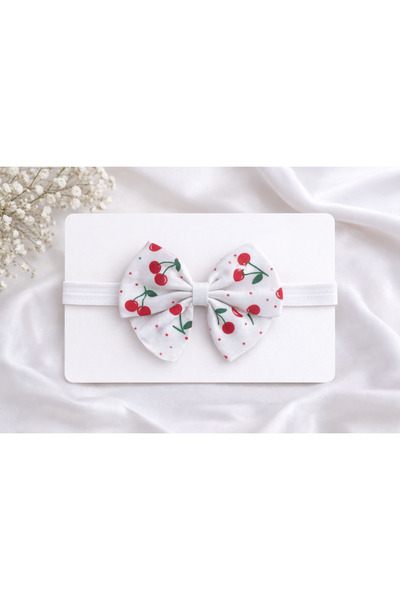 ues Κορδέλα μαλλιών με φιόγκο και σχέδιο κεράσι για κοριτσάκι