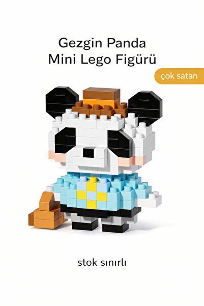 Yenilig Gezgin Panda Mini Lego Figürü – Mikro Blok Koleksiyon Ürünü