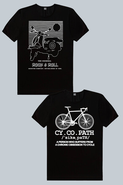 ROCKANDROLL Ριγέ σκούτερ, Bicycle Patient Μαύρο Γυναικείο Μπλουζάκι 2 τεμαχίω...