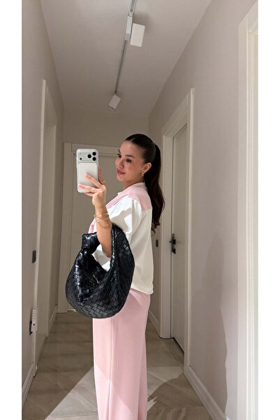 XXL BUTİK Women's Powder Oversize Scarf Detailed Modal Fabric Tracksuit Set E...