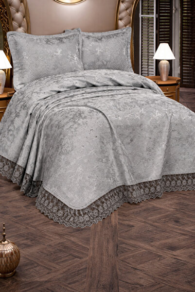 Hig Store Lena French Guipure Dowry Σετ Κάλυμμα Κρεβατιού Διπλό Μεγάλο Σετ Πι...