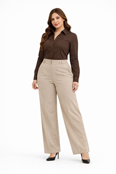 KÜBRA Γυναικείο υφασμάτινο παντελόνι με σωληνωτό τελείωμα BGL-ST05386