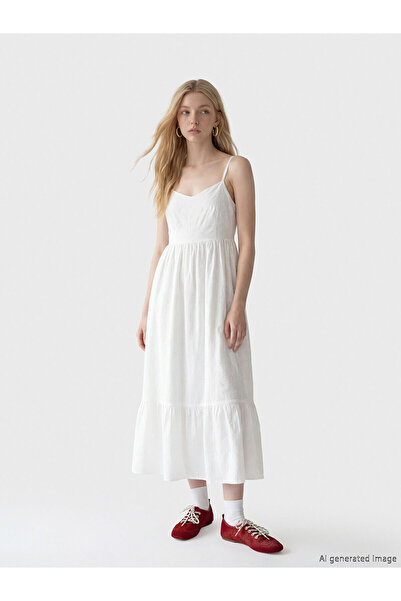 LC Waikiki Özmarka Νέα Σεζόν Φόρεμα με Καρδιόσχημη Λαιμόκοψη και Διάτρητο Σχέ...