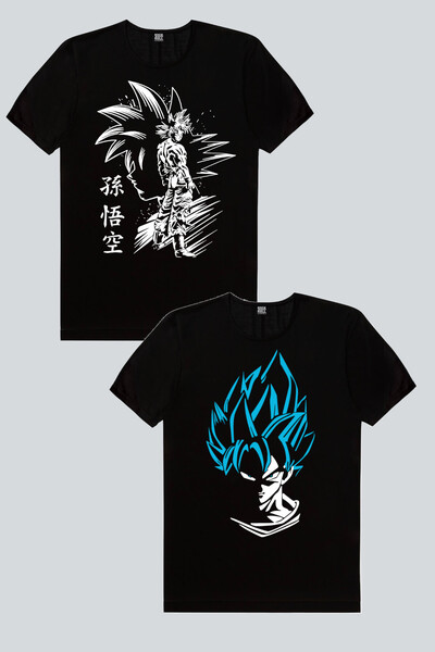 ROCKANDROLL Goku Silhouette, Μπλε Μαλλιά Ηρωίδα, Πακέτο 2 Γυναικείων Μπλουζών...