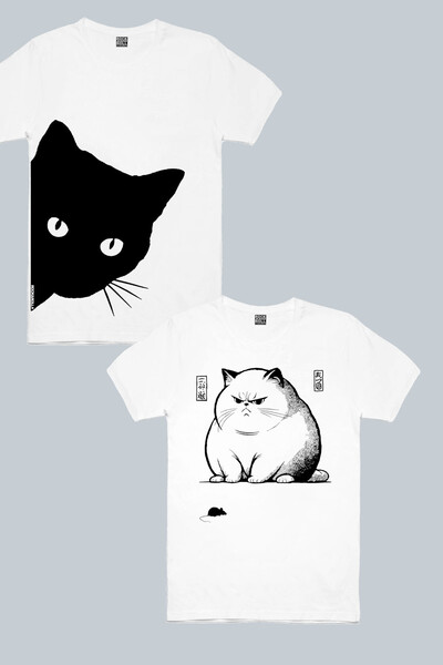 ROCKANDROLL Γάτα και ποντίκι, Πακέτο Eco με 2 Γυναικεία Μπλουζάκια Curious