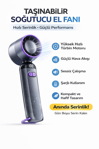 Trendhane Şarjlı Mini El Fanı Ve Masa Fanı Soğutucu Pervane Taşınabilir Şarj ...