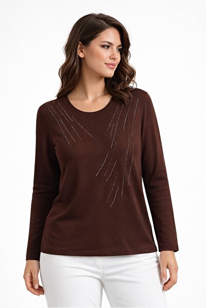 Gürkan Triko Γυναικεία Μπλούζα Πλεκτή Εποχιακή με Σχέδιο Πέτρας και Ραφές BGL...