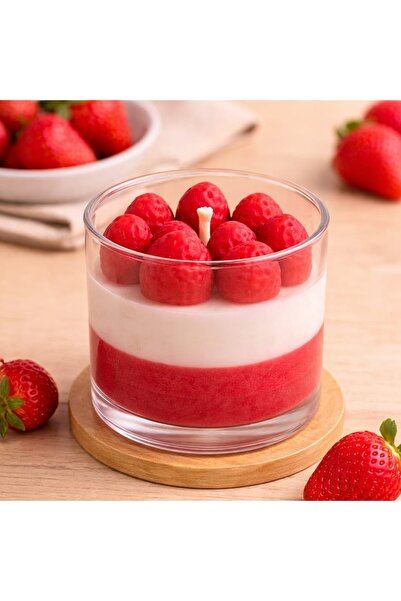 Veluna mum El Yapımı Çilekli Mini Tatlı Mum 💫🍓
