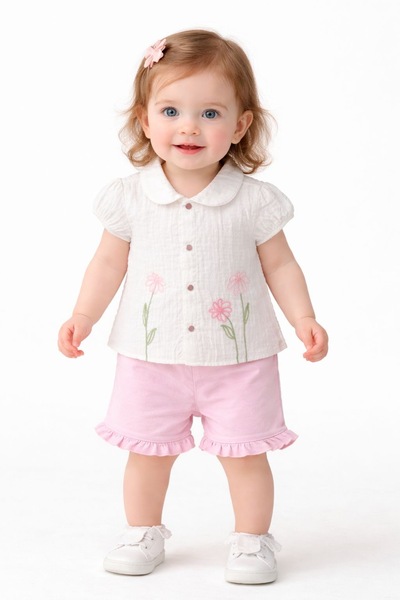 MixMax Bebe Baby Girl Short Sleeve Floral Top and Shorts Set 100% Cotton