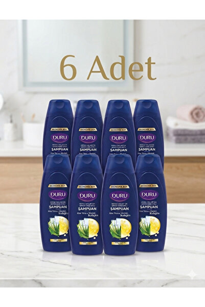Duru Kepeğe Karşı Etkili Şampuan (Aloe Vera & Mentol & Kolajen) 6'lı Avantaj ...