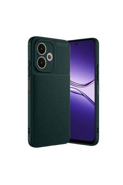 TheGencoo غطاء حماية لهاتف اوبو A5 برو 4G، غطاء كربوني بتركيز تلقائي - أخضر داكن