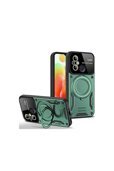 evimdeyokyok Xiaomi Redmi 12C Case Joy Lens Stand Cover - Dark Green