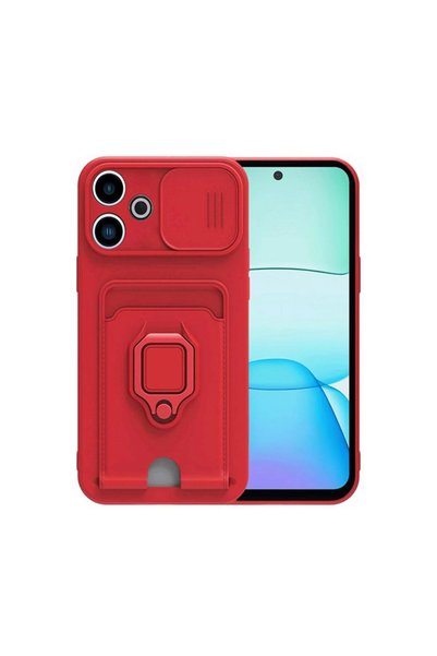 Generic Brand حافظة هاتف Xiaomi Redmi 13 4g من السيليكون مع حامل لبطاقة الائت...