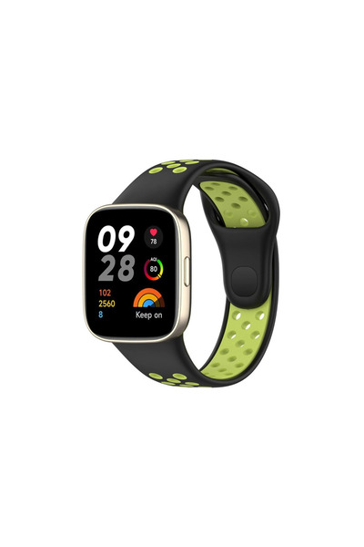 FA AKSESUAR Xiaomi Redmi Watch 3 Spor Delikli Kordon (SAAT DEĞİLDİR) - Siyah-yeşil