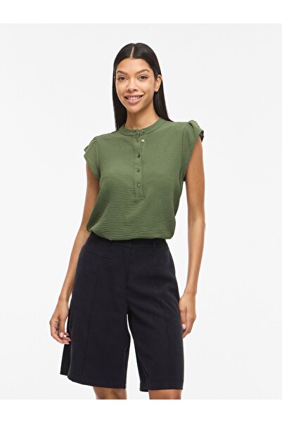 VILA Top VIRELLA Mandarinkragen