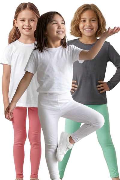 United Fabrics Girls' Leggings - Set of 3 - Soft, Stretchy, Comfortable Cotto...