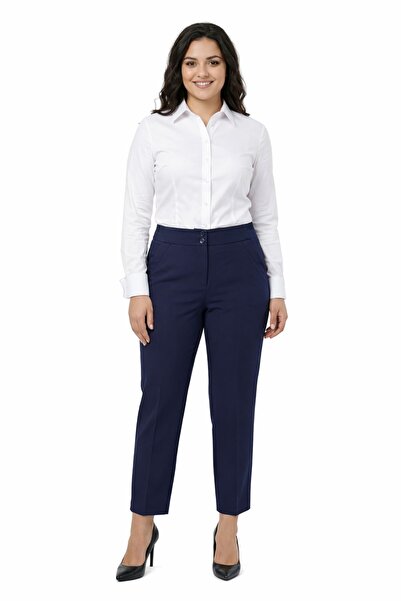 KÜBRA Γυναικείο υφασμάτινο παντελόνι με μισή ελαστική μέση BGL-ST05389