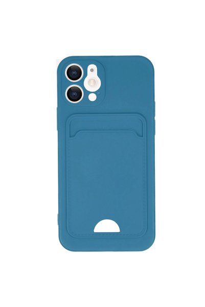 TheGencoo Apple iPhone 12 Case Kelvin Silicone with Business Card Holder - Blue