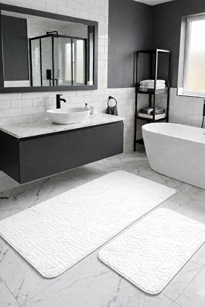 Bestekar Zenvy Λευκό Σετ Μπάνιου Μοντέρνο με Απαλή Επιφάνεια, Αντιολισθητική ...