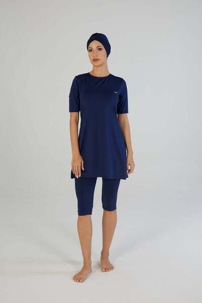 Estiva Γυναικείο μαγιό με μισό μανίκι μονόχρωμο καλσόν