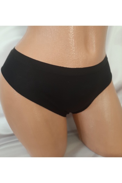 Shine Elagance Black Solid Color Seamless 95% Cotton 5% Elastane Women's Panties