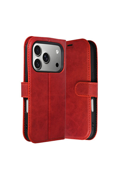 eco port Apple İphone 17 Pro Max Trend S Plus Kapaklı Kılıf - Kırmızı