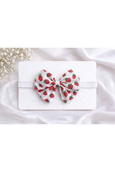 ues Κορδέλα μαλλιών με φιόγκο και σχέδιο φράουλας για κοριτσάκι