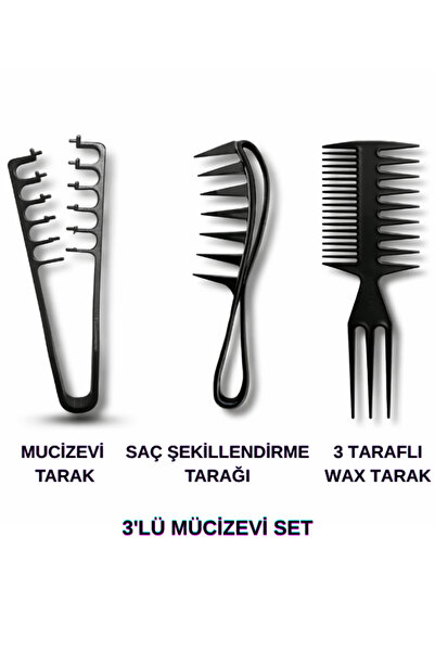 SheMask Mucizevi Tarak 3’lü Set Saç Şekillendirici Tarak Seti Hacim Veren Sih...