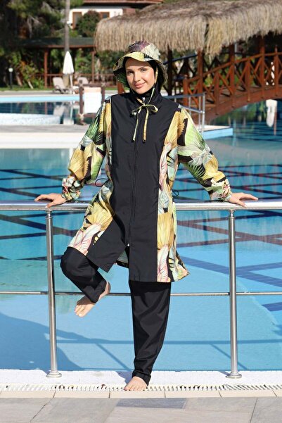 Estiva Sunleaf Πλήρως Καλυμμένο Μαγιό με Καπέλο και Παντελόνι με Φερμουάρ