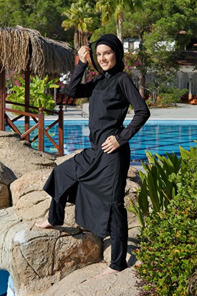 Estiva Πλήρως καλυμμένο μακρύ μαγιό με φερμουάρ και διχτυωτή κουκούλα με λεπτ...