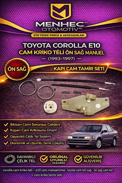 Menhec Otomotiv Toyota Corolla E10 Cam Kriko Teli Ön Sağ (1993-1997) – Kapı C...