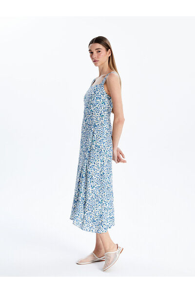 LC Waikiki Nevavm Square Collar Floral Dress with a Difference