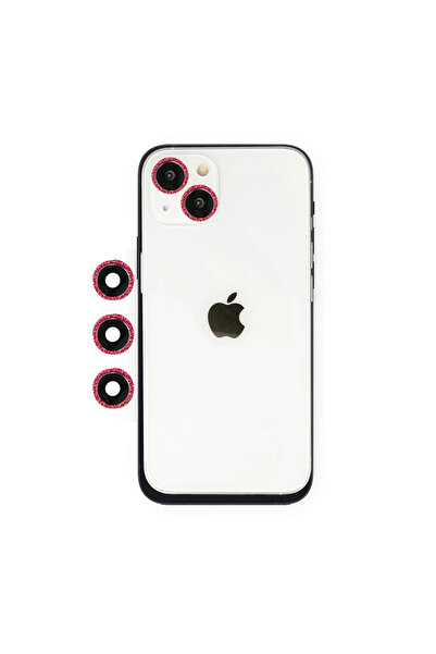 EASERA TİCARET Apple iPhone 14 Shine Camera Lens - Red