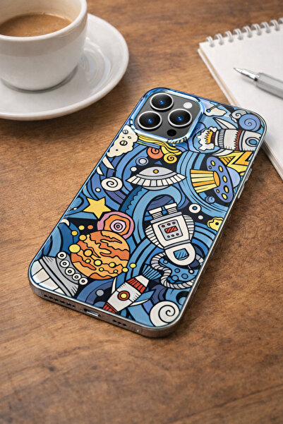Lionix Apple iPhone 15 Karikatür Desenli Sert Arka Kapak Mavi