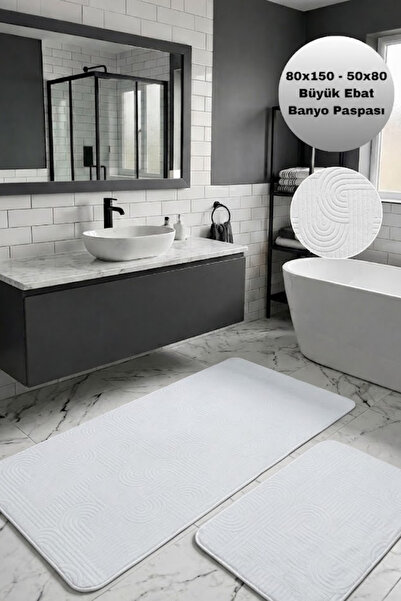 Dokumacıoğlu Deluxe Beyaz Yumuşak Yüzeyli Kaymaz Tabanlı Modern Pürüzsüz Yüze...