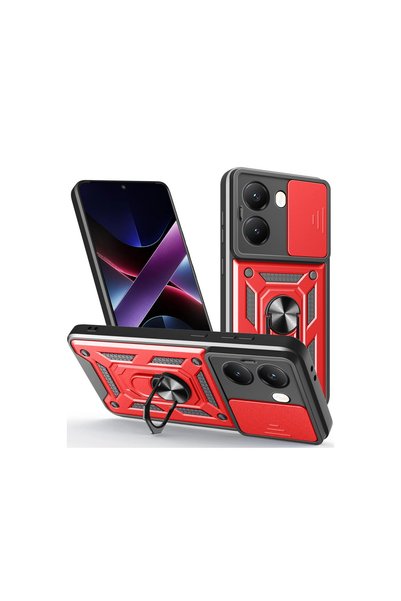 TheGencoo Xiaomi Poco X7 Pro Case Pars Silicone with Lens Ring - Red