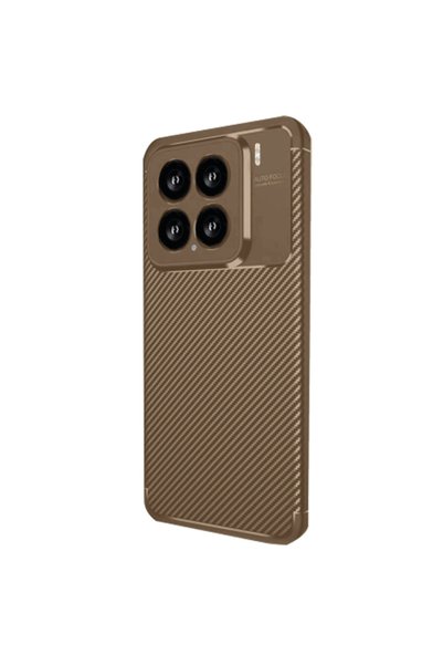 Generic Brand Xiaomi Mi 15 Case Auto Focus Carbon Cover - Brown