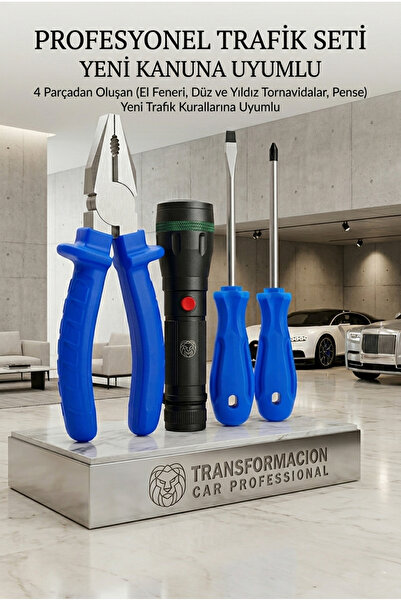 Transformacion 4 Parça Kanun Uyumlu Trafik Seti Pense Tornavida El Feneri 723056