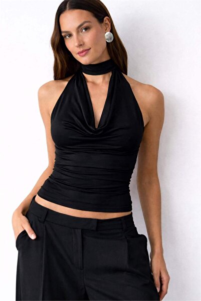 Cupla Women's Multiway Dual-Use Double Layer Flexible Blouse Black