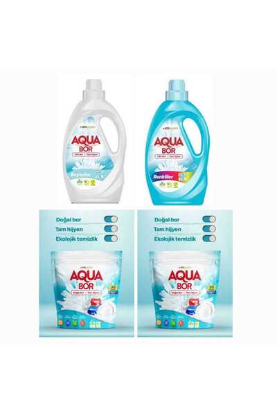 handanca AQUABOR DOĞAL MİNERALLİ SIVI ÇAMAŞIR DETERJANI RENKLİLER +BEYAZLAR İ...