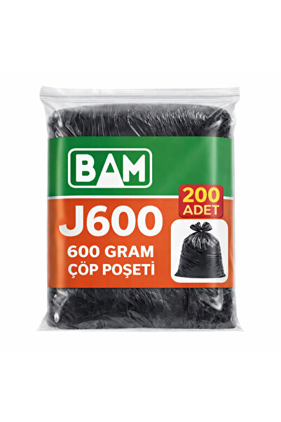 BAM AMBALAJ J600 600 Gram Siyah Çöp Poşeti 200 Adet Ultra Kalın Dayanıklı San...