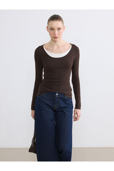 LC Waikiki Nevavm U-Neck Ribbed Women's Bodysuit