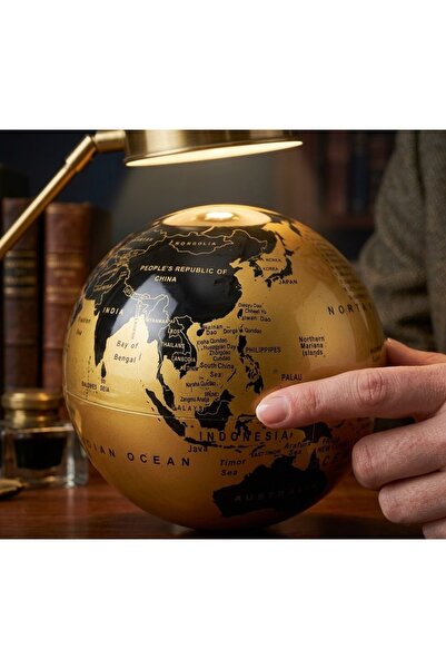 Kuzey Tacı Golden Global Lüks Altın Renkli Dekoratif Dünya Küresi – Ofis ve E...