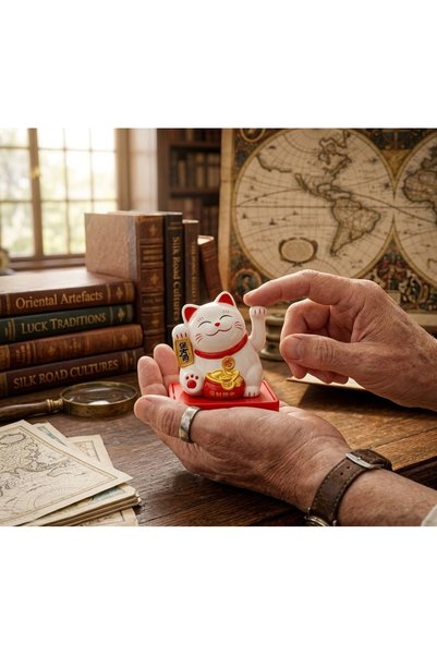 Kuzey Tacı Lucky Charm Güneş Enerjili Sallanan Maneki Neko Şans Kedisi – Mini...