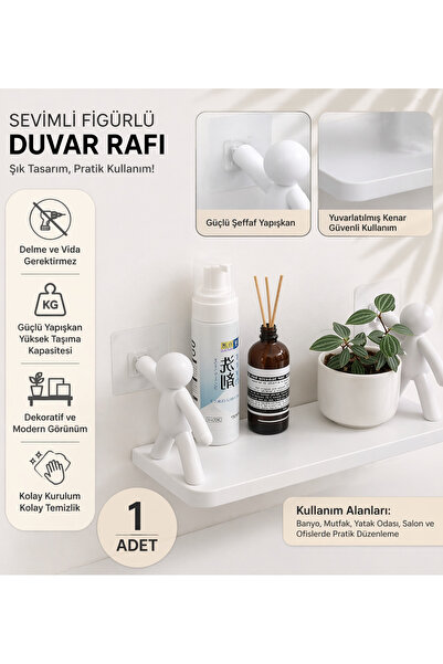 FLY LIFE Çok Amaçlı Yapışkanlı Duvar Rafı – Delmeden Kurulum, Mutfak & Banyo ...