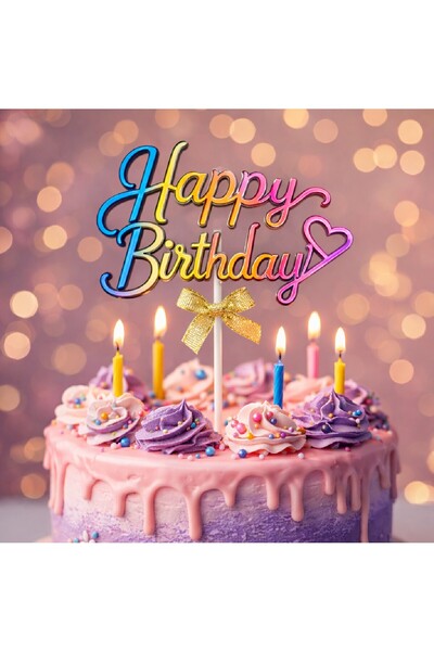BKMC PARTY Happy Birthday Pasta Süsü Pleksi – İyi Ki Doğdun Pasta Üstü Yazı